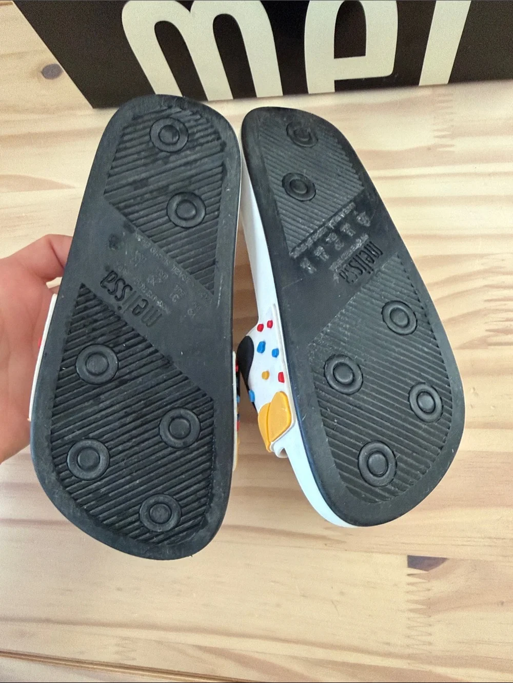 Melissa Mickey Mouse Kids Slide Sandals with Cartoon Print - White, Black, Red